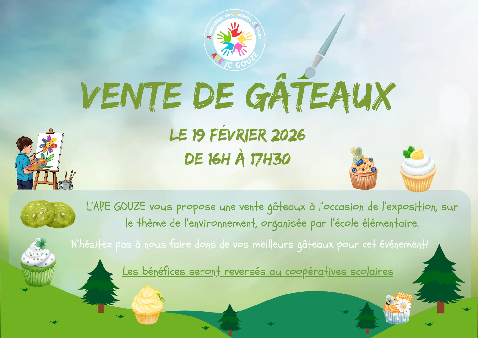 Vente de gâteaux des vacances d’hiver